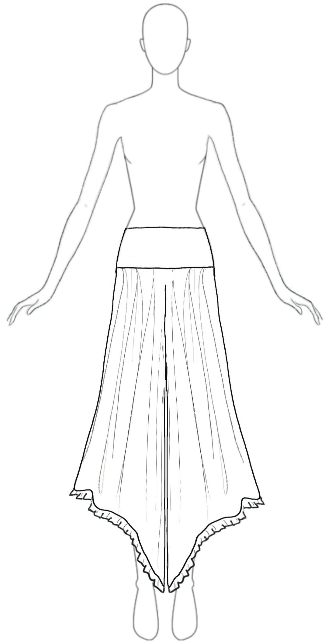 Frances Asymmetrical Ruffle Trousers